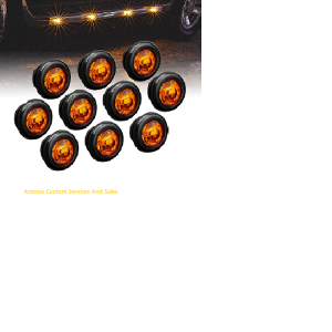 25 pzs Set  Amber 3/4" Round Side 3 LED Marker Trailer Bullet Chrome Stainless Trim,light