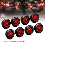 25 pzs Set 12V Red 3/4" Round Side 3 LED Marker Trailer Bullet Chrome Stainless Trim,light